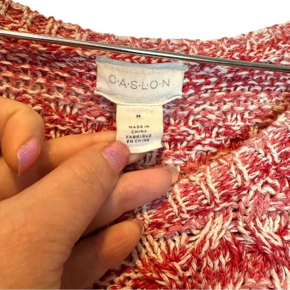 Caslon Colorblock Marled Crewneck Cable Knit Sweater size Medium - Picture 4 of 5